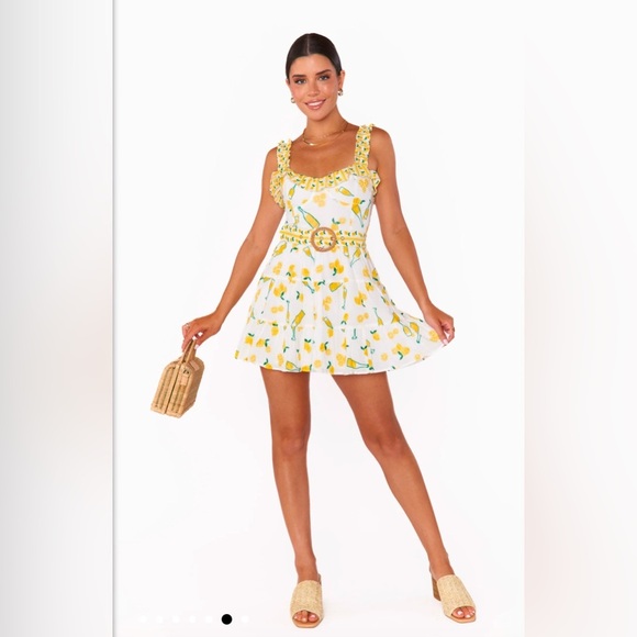 NWT SHOW ME YOUR MUMU XS Jolene Mini Dress Limoncello Embroidery - Picture 1 of 10